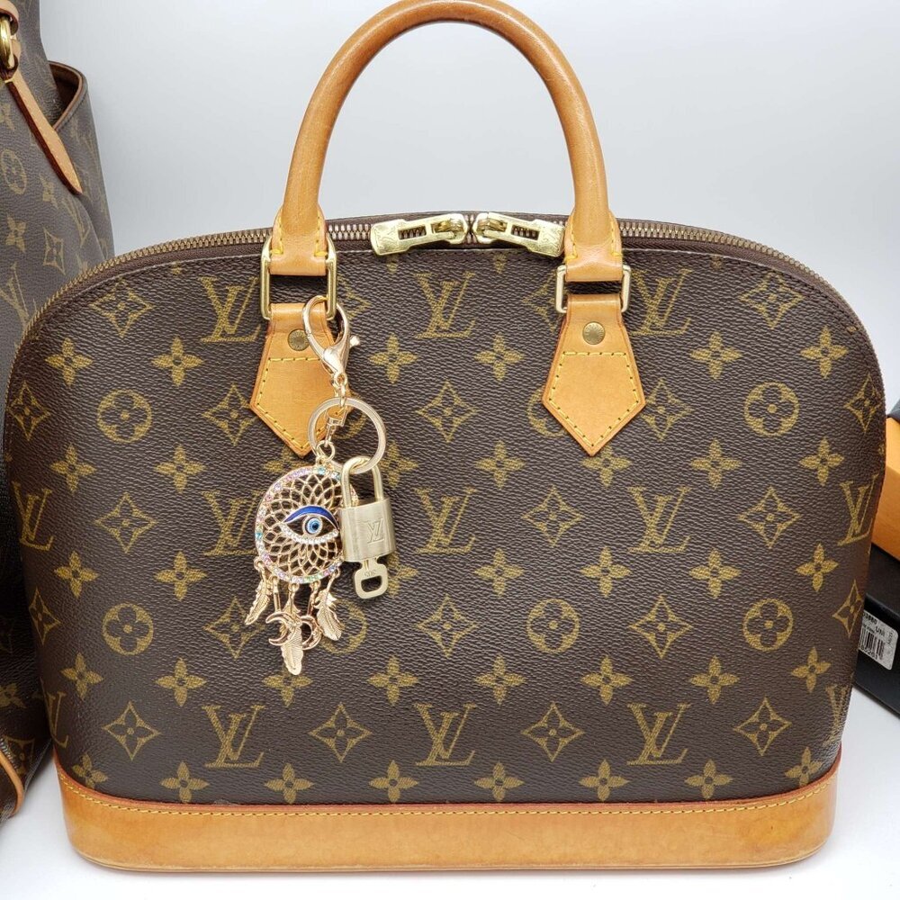 Authentic Louis Vuitton Gold Padlock & Key 🔒 LV Bag Charm w/ Unbranded Keychain - Picture 7 of 7